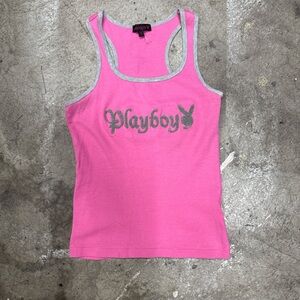 PLAYBOY Pink and Gray Tank Top
